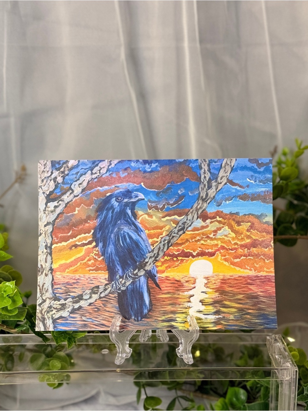 Raven Sunset 5x7 Art Print Gothic Nature Artwork by Briefcase Artist